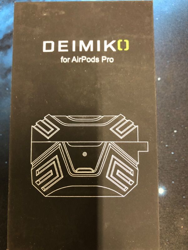 Photo 2 of Airpods Pro Case Cover, DEIMIKO Military Hard Shell Protective Cover Case with Keychain for AirPod Pro 2019 [Front LED Visible] (Black with Stainless Steel Keychain)-FACTORY SEALED-