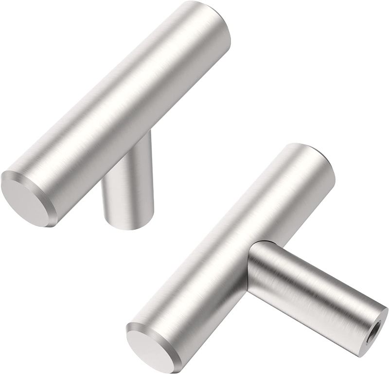 Photo 1 of  5 Pack Brushed Satin Nickel Cabinet Pulls, Single Hole Cabinet Handles Kitchen Hardware T Bar European Style Drawer Handle Pull AL3011SN
-FACTORY SEALED BOX-