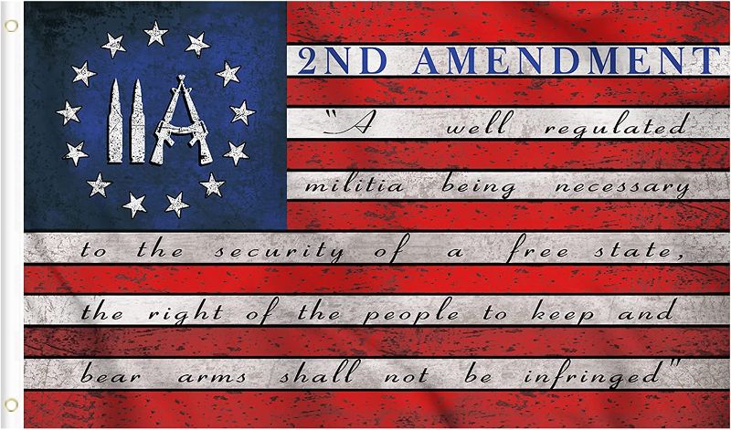 Photo 1 of  2nd Amendment American Flag 3x5 Feet Outdoor Betsy Ross Second Amendment Flag Banner Vintage US Flags Printed 100D Polyester with Grommets for Room House Garden Front Yard Patriotic Decorations
