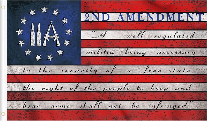 Photo 1 of  2nd Amendment American Flag 3x5 Feet Outdoor Betsy Ross Second Amendment Flag Banner Vintage US Flags Printed 100D Polyester with Grommets for Room House Garden Front Yard Patriotic Decorations