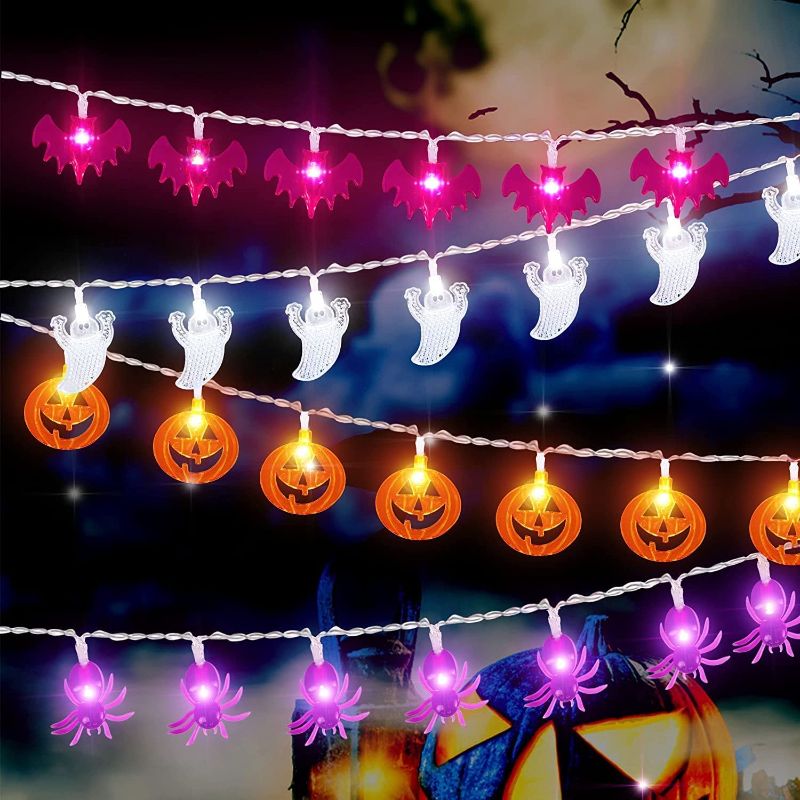 Photo 1 of HiPatio Halloween Lights,Set of 4 Total 40 LED 19.6 FT Halloween Decoration Lights Battery Operated String Lights for Halloween Decorations Outdoor Indoor Home Yard Party
