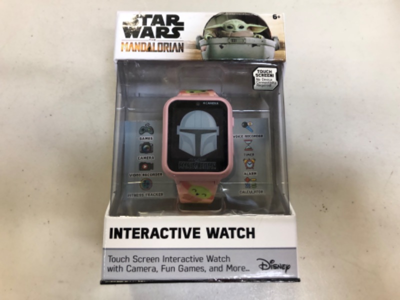 Photo 2 of Girls' Star Wars: the Mandalorian Grogu Interactive Smart Watch - Peach, Pink
