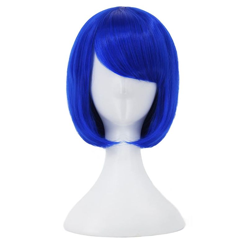 Photo 1 of Blue Wigs for Women Short Blue Bob Hair Wig with Bangs Blue Color Costume Wigs for Daily Party Halloween BU29BL