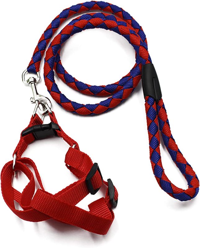 Photo 1 of  Dog Harness and Leashes Set Durable Nylon Weave Round Rope Training Walking Adjustable Vest Halter Harnesses for Medium Large Pet Dogs