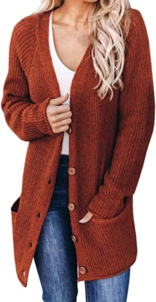 Photo 1 of Aoysky Women's Long Sleeve Cable Knit Cardigans Button Down Open Front Chunky Sweater Cardigans--SIZE L
