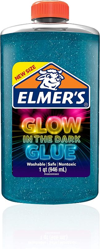 Photo 1 of 2 PACK Elmer’s Glow in The Dark Liquid Glue, Washable, Blue, 1 Quart, Glue for Making Slime
