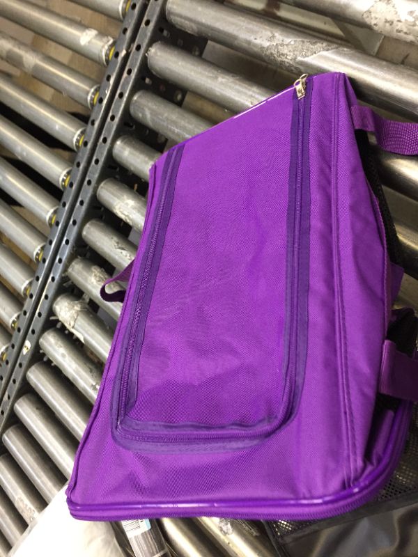 Photo 2 of X-ZONE PET Cat Carrier Dog Carrier Pet Carrier for Small Medium Cats Dogs Puppies of 15 Lbs,Airline Approved Soft Sided Pet Travel Carrier,Dog Carriers for Small Dogs - PURPLE 
