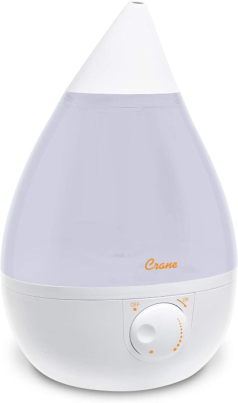 Photo 1 of Crane Ultrasonic Cool Mist Humidifier, Filter-Free, 1 Gallon, for Home Bedroom Baby Nursery and Office, White
