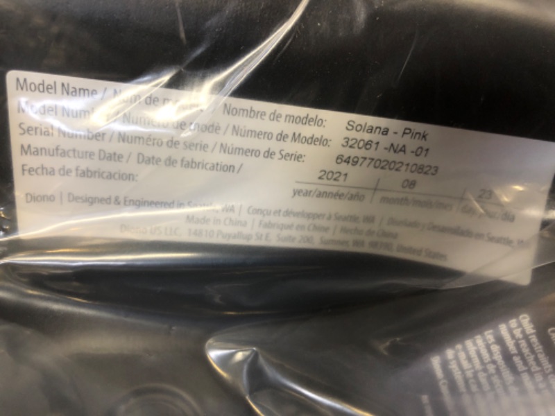 Photo 1 of Diono Solana, No Latch, Pack of 2 Backless Booster Car Seats, Lightweight, Machine Washable Covers, Cup Holders, Pink
