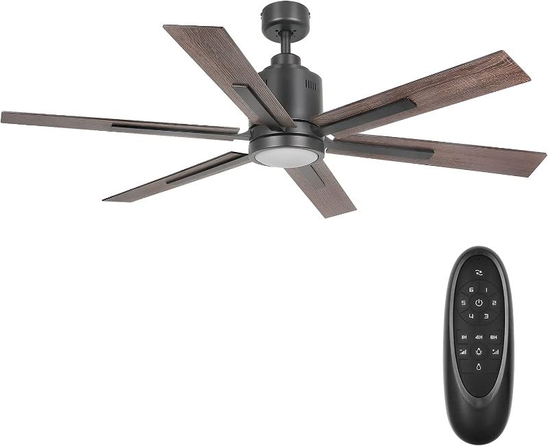Photo 1 of 60 Inch DC Motor Farmhouse Ceiling Fan with Lights(3000K) Remote Control, Reversible Motor and Blades, ETL Listed Industrial Indoor Ceiling Fans for Kitchen, Bedroom, Living Room, Basement, Black--------barley use--------missing some items/hardware
