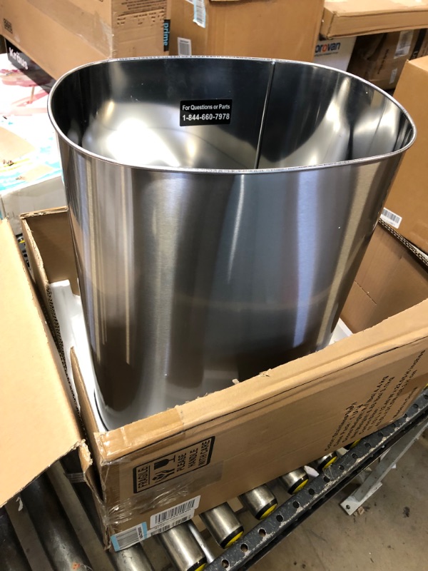 Photo 2 of 13 Gallon Elliptical Open Top Trash Can with Dual AbsorbX Odor Filters, Stainless Steel Recycle Bin with Wide Opening----------Barely Used-----------Missing some items/hardware