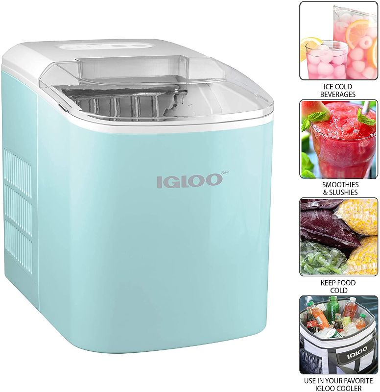 Photo 1 of Igloo Automatic Portable Electric Countertop Ice Maker Machine, 26 Pounds in 24 Hours, 9 Ice Cubes Ready in 7 minutes, With Ice Scoop and Basket, Perfect for Water Bottles, Mixed Drinks, Parties
