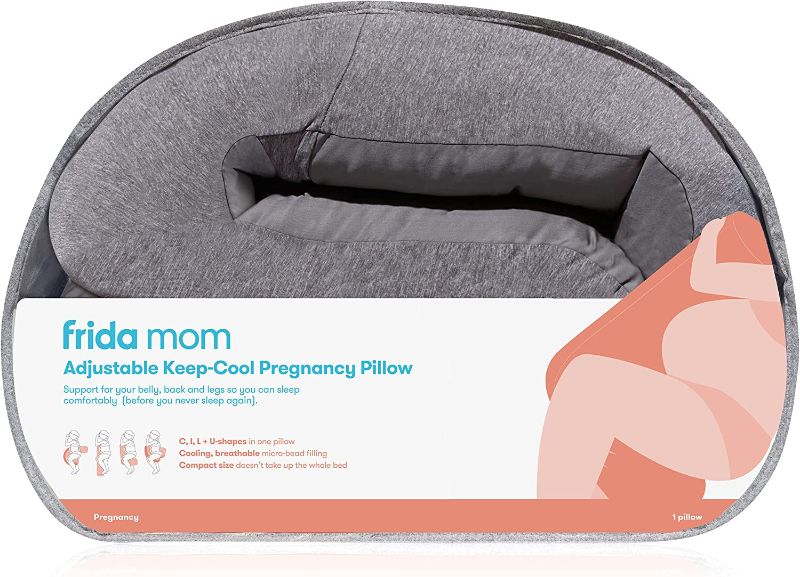 Photo 1 of Frida Mom Adjustable Keep-Cool Pregnancy Pillow | Support for Belly, Hips + Legs for Pregnant Women | Breathable + Cooling Grey Fabric
