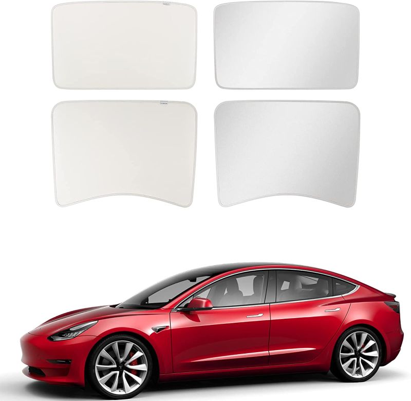 Photo 1 of BASENOR 2023 2022 2021 Tesla Model 3 Sunshade Front & Rear Glass Roof Sun Shades with Skylight Reflective Cover----------MINOR USAGE
