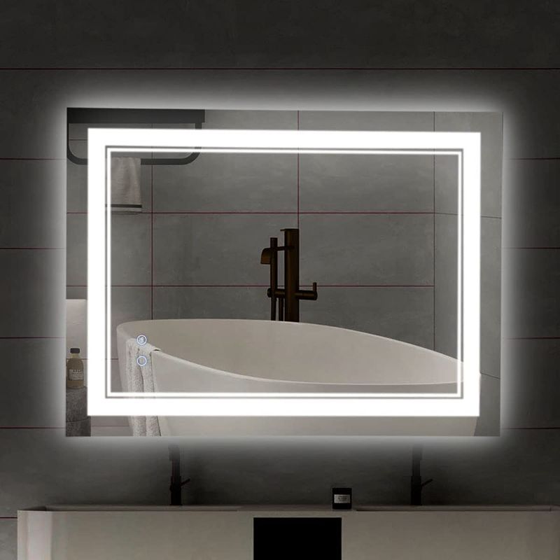 Photo 1 of 24" x 32" LED Bathroom Mirror Wall-Mounted Vanity Anti-Fog Mirror Dimmable Adjustable Light LED Makeup Mirror Vertical/Horizontal
