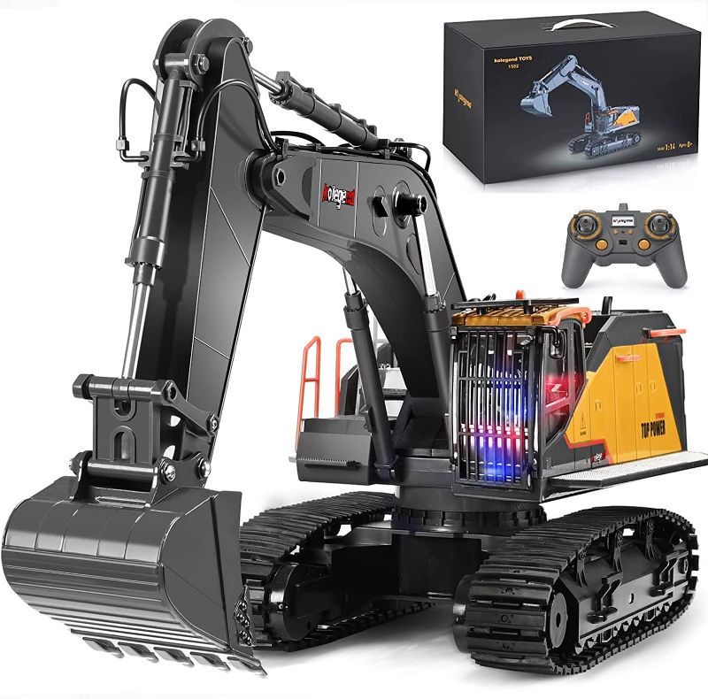 Photo 1 of 22 Channel RC Excavator Metal Shovel Independent Arms 1/14 Scale, kolegend Professional Remote Control Construction Vehicles, Boy Toys Best Gift for 6 7 8 9 10+ Years Old Boys Adults…
