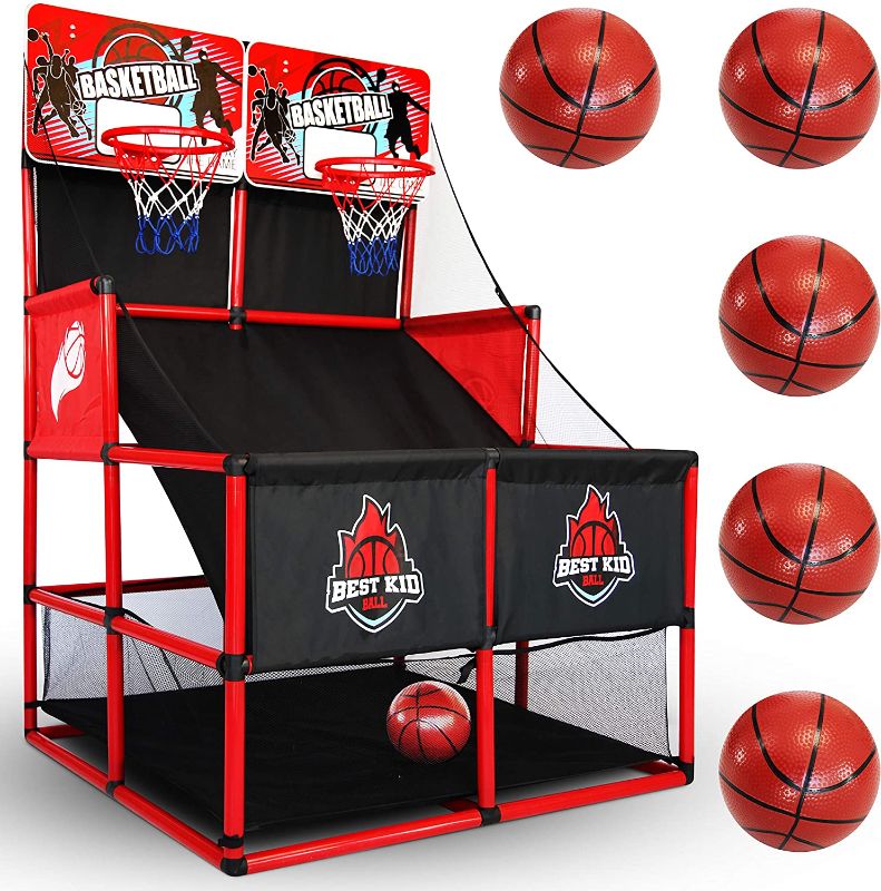 Photo 1 of BESTKID BALL Indoor Basketball Game - Double Shot Basketball Arcade – Indoor Basketball Hoop for Kids – Premium Basketball Arcade Game Indoor with Pump – Easy and Quick Assembling
