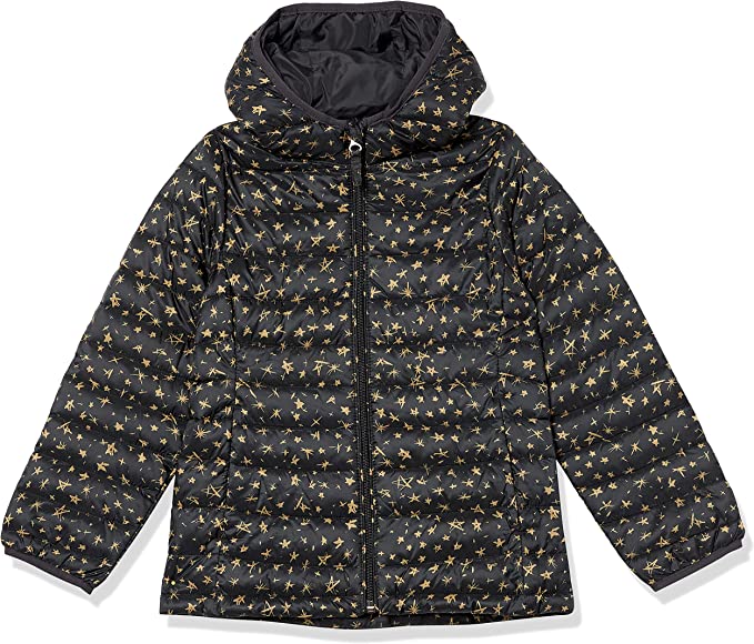 Photo 1 of Amazon Essentials Girls and Toddlers' Lightweight Water-Resistant Packable Hooded Puffer Jacket sz L 
