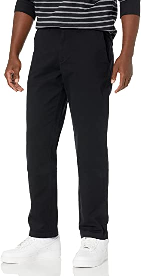 Photo 1 of Amazon Essentials Men's Straight-Fit Casual Stretch Khaki Pant -- Black -- Size 32x34
