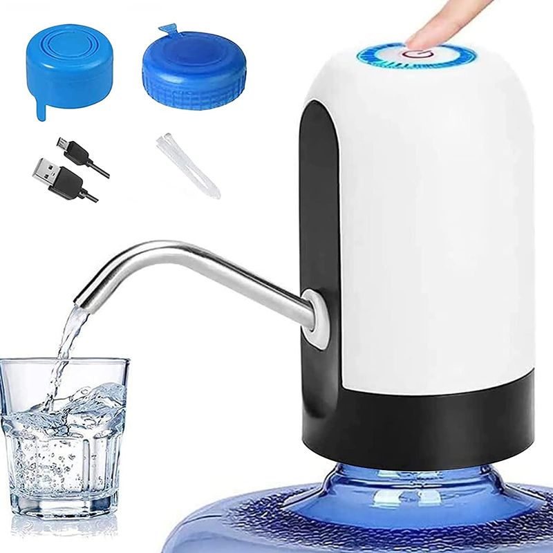 Photo 1 of 5 Gallon Water Dispenser - Pump for 5 Gallon Water Jug USB Charging Water Bottle Pump with Non Spill Bottle Cap Universal Fit for Home, Office and Outdoor (White)
