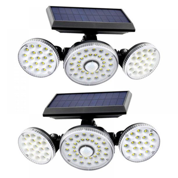 Photo 1 of 2 Pack - 3 Head Solar Powered Lights,70 LED Motion Sensor Lights, Flood Lights Outdoor Waterproof Lights for Patio, Deck, Yard, Garden, Driveway
