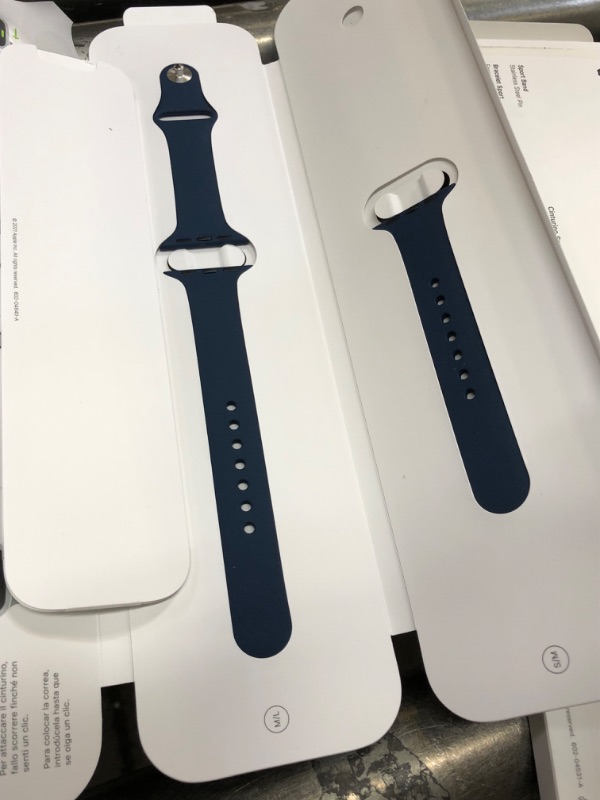 Photo 5 of Apple Watch SE (Gen 1) [GPS 41mm] Smart Watch w/ Silver Aluminium Case with Abyss Blue Sport Band. Fitness & Activity Tracker, Heart Rate Monitor, Retina Display, Water Resistant 41 mm GPS Silver Aluminium Case with Abyss Blue Sport Band