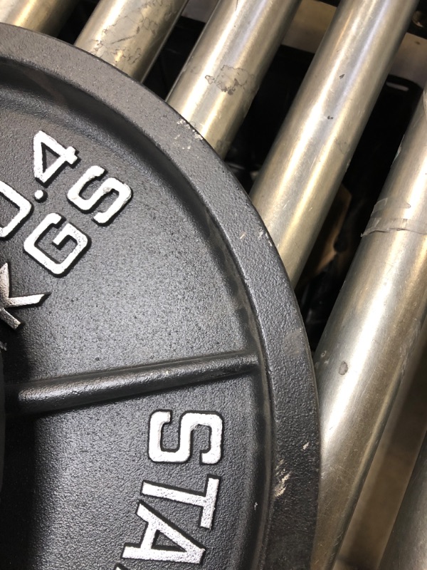 Photo 1 of 45LB Standard Barbell Weight Plate (2 Pack) ---------barely used------minor scratches due to usage 