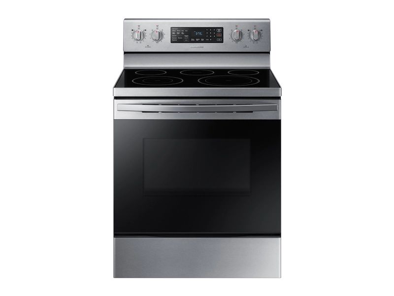 Photo 1 of 5.9 cu. ft. Freestanding Electric Range with Convection in Stainless Steel EXTERIOR COSMETIC DMG (DIRTY, SCUFFS)  INTERIOR CLEAN, MINOR USE, no power cord 
