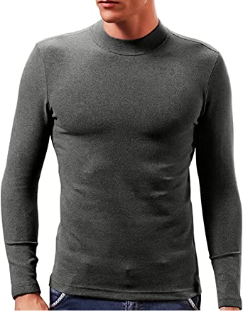 Photo 1 of XShing Mens Long Sleeve Turtleneck T Shirts Stretchy Slim Fit Athletic Warm Sweater XXL