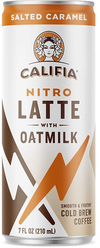 Photo 1 of Califia Farms - Nitro Cold Brew Coffee, Oat Milk Latte - Salted Caramel - 7 Oz (12 Cans) | Shelf Stable | Iced Coffee On-The-Go | Clean Energy | Dairy Free | Gluten Free | Plant Based | Non-Gmo
