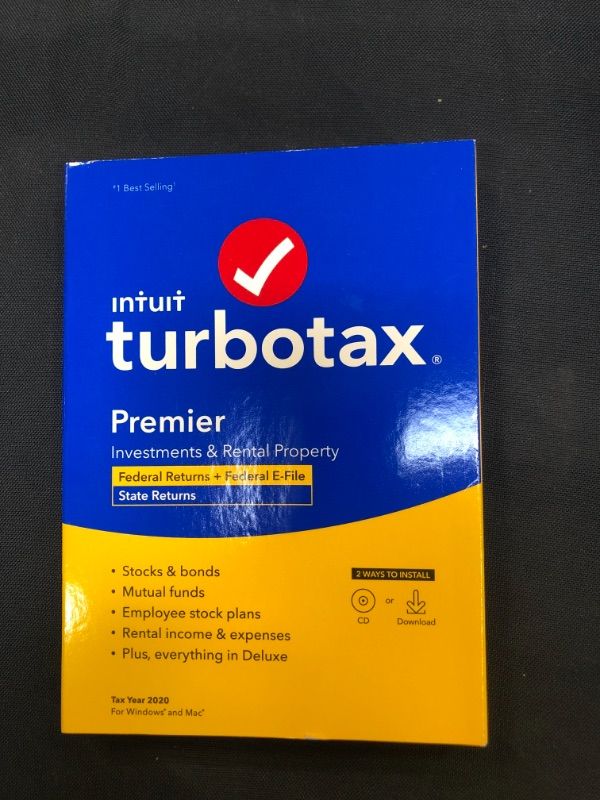 Photo 1 of [Old Version] TurboTax Premier 2020 Desktop Tax Software, Federal and State Returns + Federal E-file [Amazon Exclusive] [PC/Mac Disc] FACTORY SEALED
