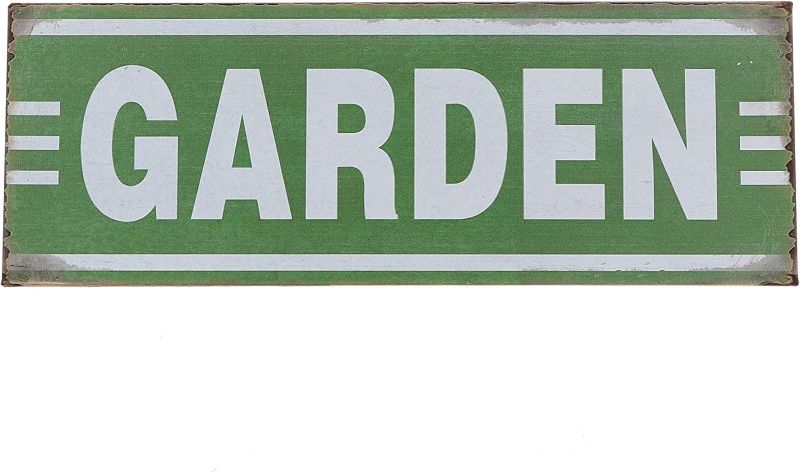 Photo 1 of Barnyard Designs 'Garden' Retro Vintage Metal Tin Bar Sign, Decorative Wall Art Signage, Primitive Farmhouse Country Kitchen Home Décor, 13.75" x 5"
