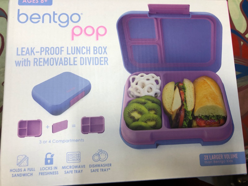 Photo 2 of Bentgo Kids' Pop Leak-Proof Lunch Box with Removable Divider - Periwinkle/Pink  -- PACKAGING SLIGHTLY DAMAGED --