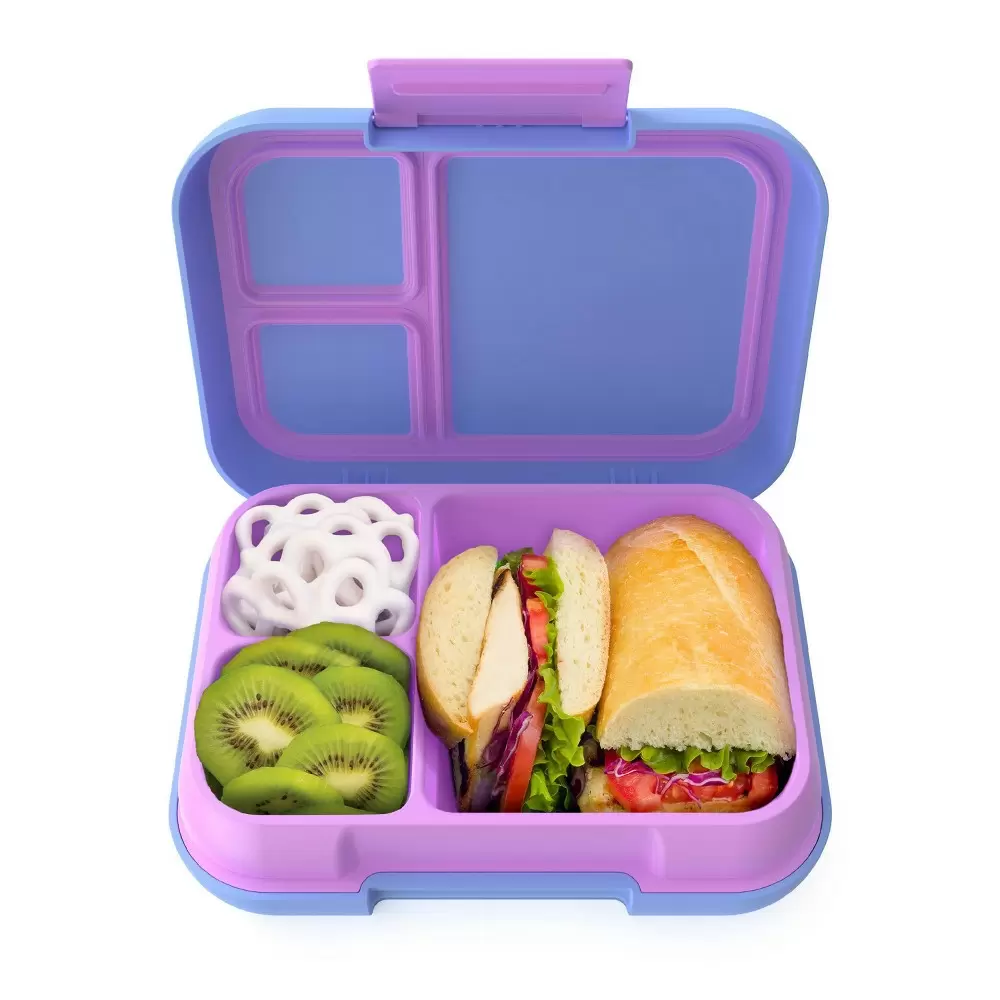 Photo 1 of Bentgo Kids' Pop Leak-Proof Lunch Box with Removable Divider - Periwinkle/Pink  -- PACKAGING SLIGHTLY DAMAGED --