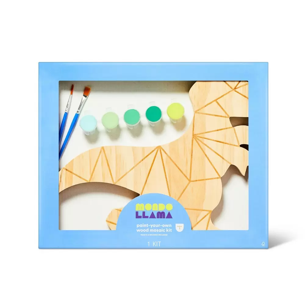 Photo 1 of  Paint-Your-Own Wood Mosaic Dinosaur Kit - Mondo Llama