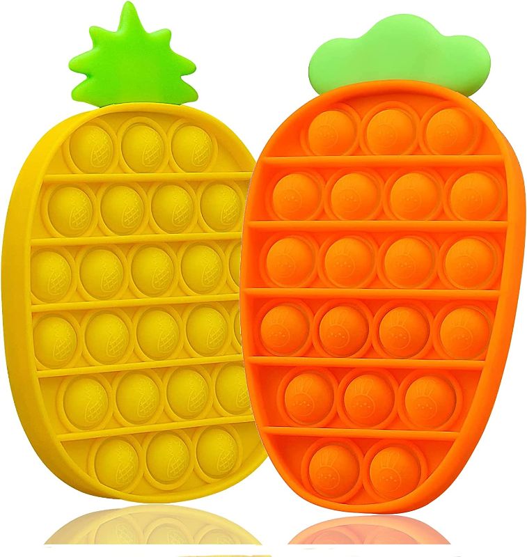 Photo 1 of 2 Pack Fidget Poppers,Pineapple Carrot Push Toys,Pop Bubble Toys,Fidget Sensory Toy,Silicone Game Stress Reliever for Kids,Adults,Gift Festival
