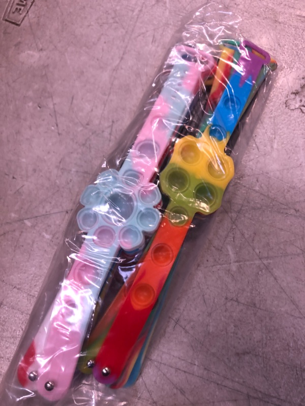 Photo 2 of 10 Packs Bracelet Pop Poppers Set for Kids Girls Boys Prizes,Stress Anxiety Reliever Sensory Toys Bulk Adjustable Wristband Stuffers Party Favors
