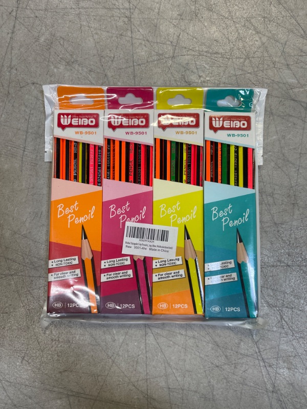 Photo 1 of Weibo Striped Wood-Cased Pencils (Pack Of 48)- Pre-Sharpened,Assorted Colors,HB Lead With Eraser - Suitable For Kids, Art, Drawing, shading pencilsfting, Sketching & Shading
