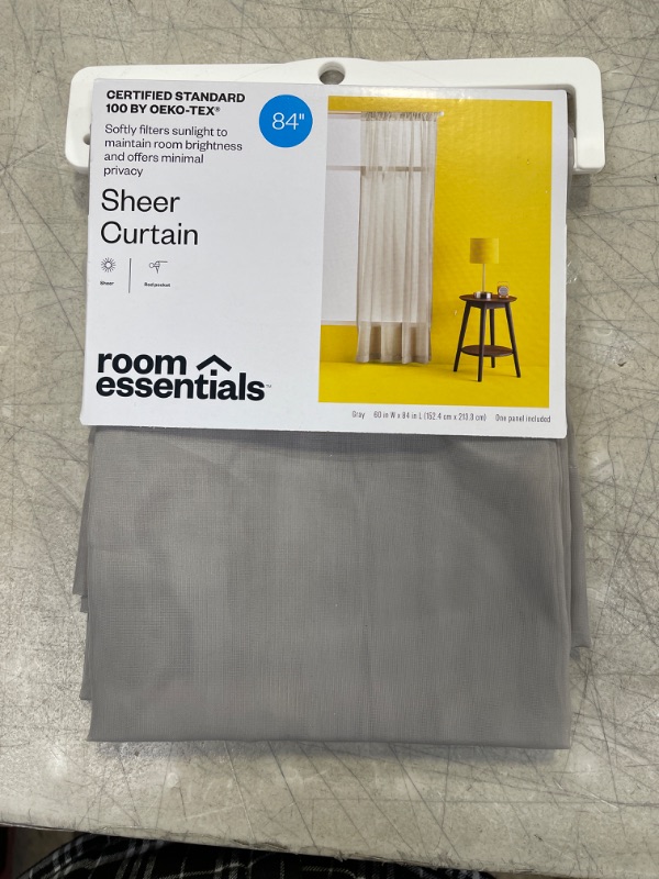 Photo 2 of 1pc 60"x84" Sheer Voile Window Curtain Panel Gray - Room Essentials™
Size: 60"W x 84"L