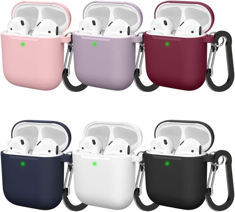 Photo 1 of MITERV Airpods Case Cover Soft Silicone Protective Case Skin for Apple Airpod 1 2 Front LED Visible 6 Pack
