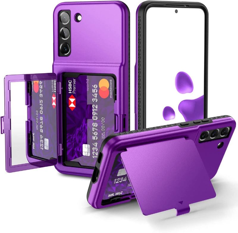 Photo 1 of Samsung Galaxy S22 Plus Case - WeLoveCase Wallet Case with Credit Card Holder & Hidden Mirror, All-Round Protection Shockproof Phone Cover Designed for Samsung Galaxy S22 +, 6.6 Inch Purple
