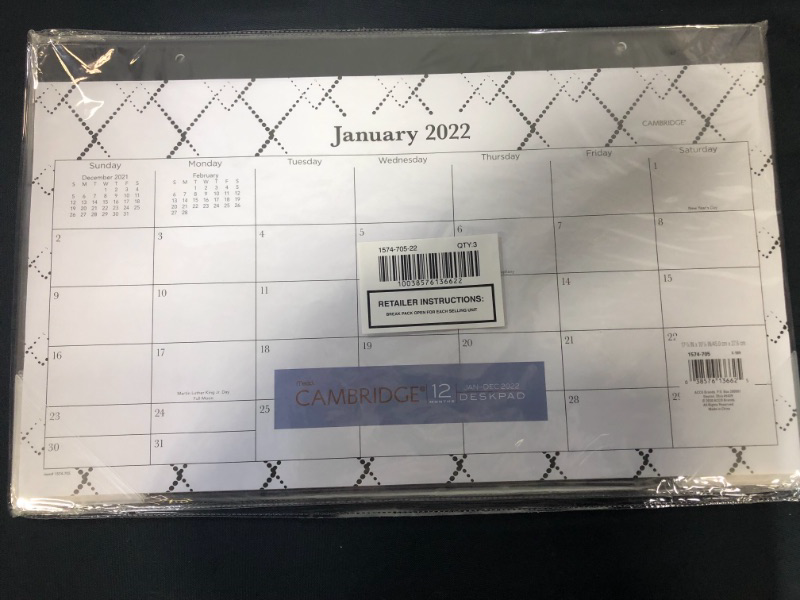 Photo 2 of 2022 Desk Calendar, Cambridge Desk Pad Calendar, 17-3/4" x 11", Compact, Monthly, Makenzie (1574-705-22)
