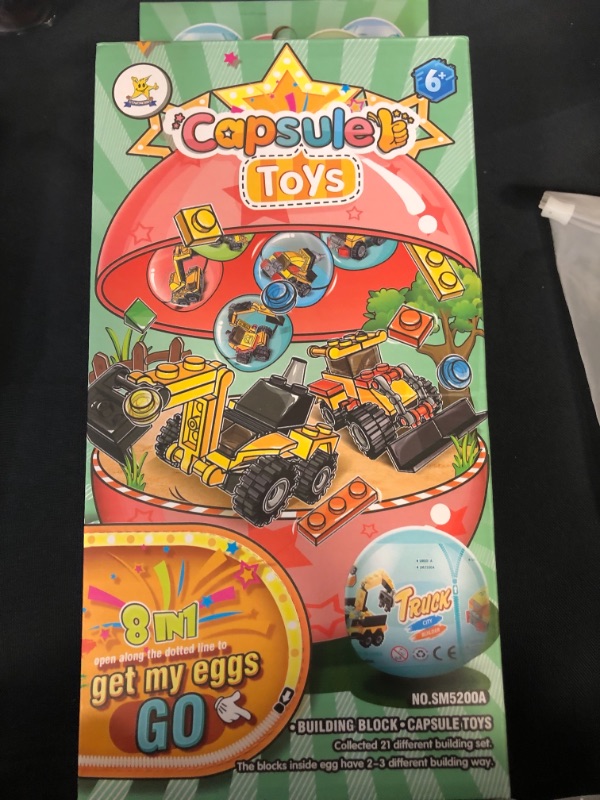Photo 2 of 8 Pack Easter Eggs with Vehicle Building Blocks for Kids Assembly Building Cars,Great for Easter Party Favors,Easter Basket Stuffers,Goodie Bags
