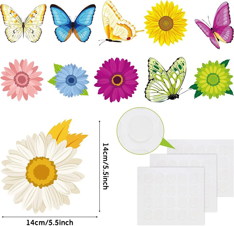 Photo 2 of 45 Pieces Summer Sun Flower Cutouts, Creative Springtime Flowers Accents Butterfly Gerbera Daisy Bulletin Board Classroom Decoration for Teacher Student School Birthday, 5.5 x 5.5 Inch (Bright Style)