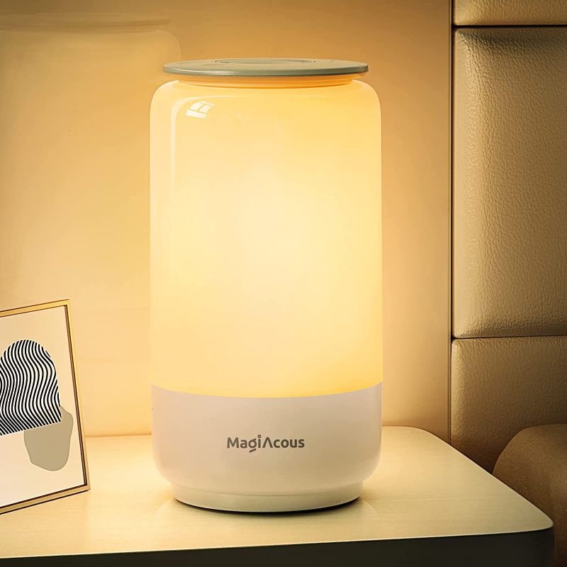 Photo 1 of Bedside Table Lamp, Touch Dimmable Night Light with 3 Color Temperatures 2700K-5700K, Nightstand Lamps with Color Changing RGB & Music Sync for Bedroom, Living Room, Kids Room, Dorm, Home Office