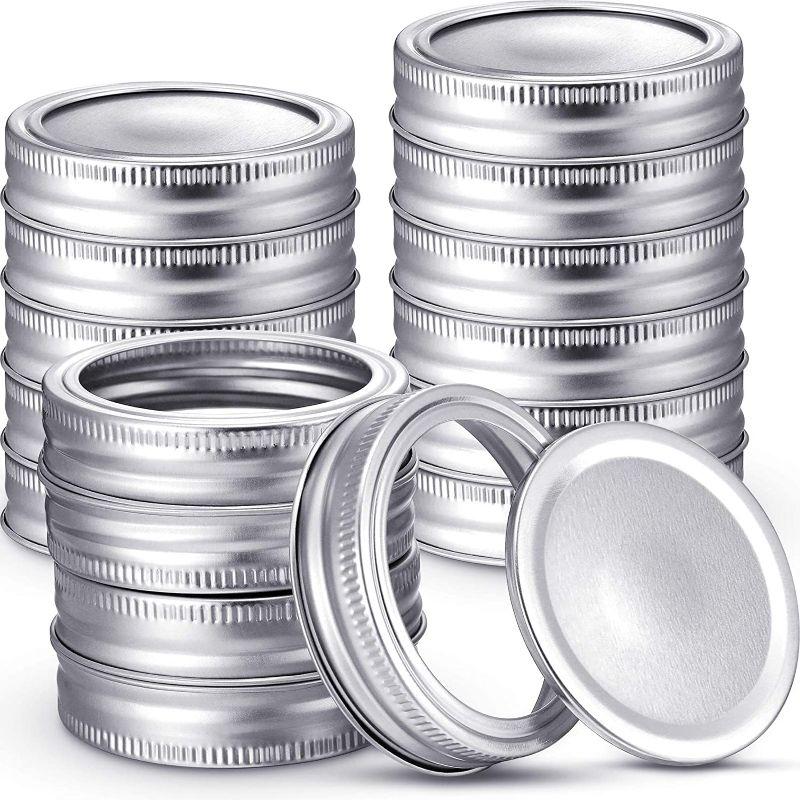 Photo 1 of 48 Pieces Canning Jar Lids and Bands for Regular Mouth Mason Jars Split-Type Lids with Silicone Seals Rings Leak-Proof Secure Mason Canning Jar Cap Compatible with Mason Jar (Silver)