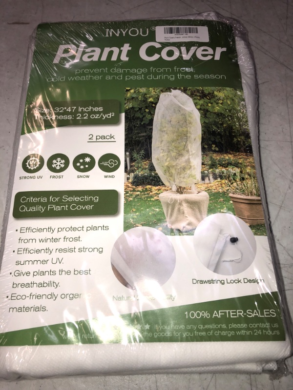 Photo 2 of Bird Netting vegetable and fruit seedlings cover Plant Covers Freeze Protection32 x 47"Drawstring Warm Plant Protection Cover Bags, Reusable Shrub Jacket Tree Cover Cold Bird Insect Prevention 2 bags