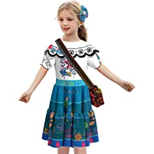 Photo 1 of Comisoc Encanto Mirabel Dress for Girls Madrigal Isabella Costume Princess Dress Up Skirt Cartoon Halloween Cosplay OutfitComisoc Encanto Mirabel Dress for Girls Madrigal 