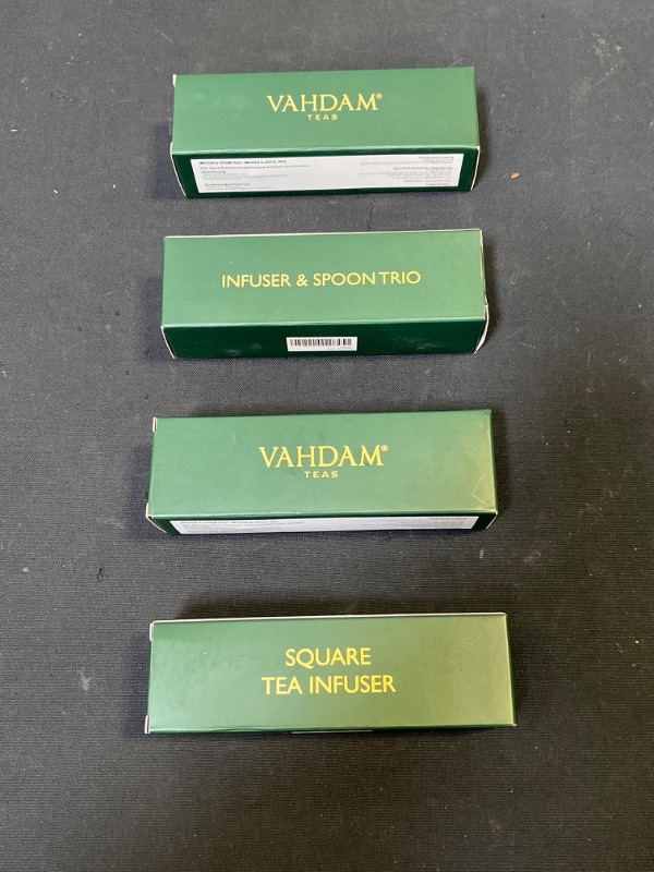 Photo 3 of 3 BOX OF VAHDAM, Set of 2 Infusers & 1 Tea Spoon - Stainless Steel, Tea Strainer - Square Tea Infuser, Triangle Tea Infuser & Perfect Serve Tea Spoon - Durable Tea Maker. & 1 BOX OF VAHDAM, Square Tea Infuser | Tea Infusers for Loose Tea | 18/8 Stainless 