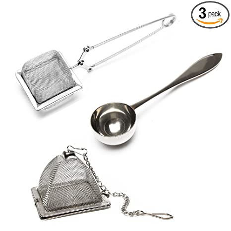 Photo 1 of 3 BOX OF VAHDAM, Set of 2 Infusers & 1 Tea Spoon - Stainless Steel, Tea Strainer - Square Tea Infuser, Triangle Tea Infuser & Perfect Serve Tea Spoon - Durable Tea Maker. & 1 BOX OF VAHDAM, Square Tea Infuser | Tea Infusers for Loose Tea | 18/8 Stainless 